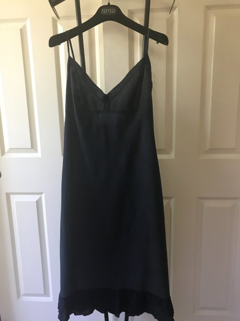 Dosa Vintage 2004 Cotton Slip Dress Navy Blue Textured Trim Barneys New York
